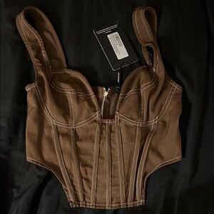 PrettyLittleThing Chocolate Brown Corset Top